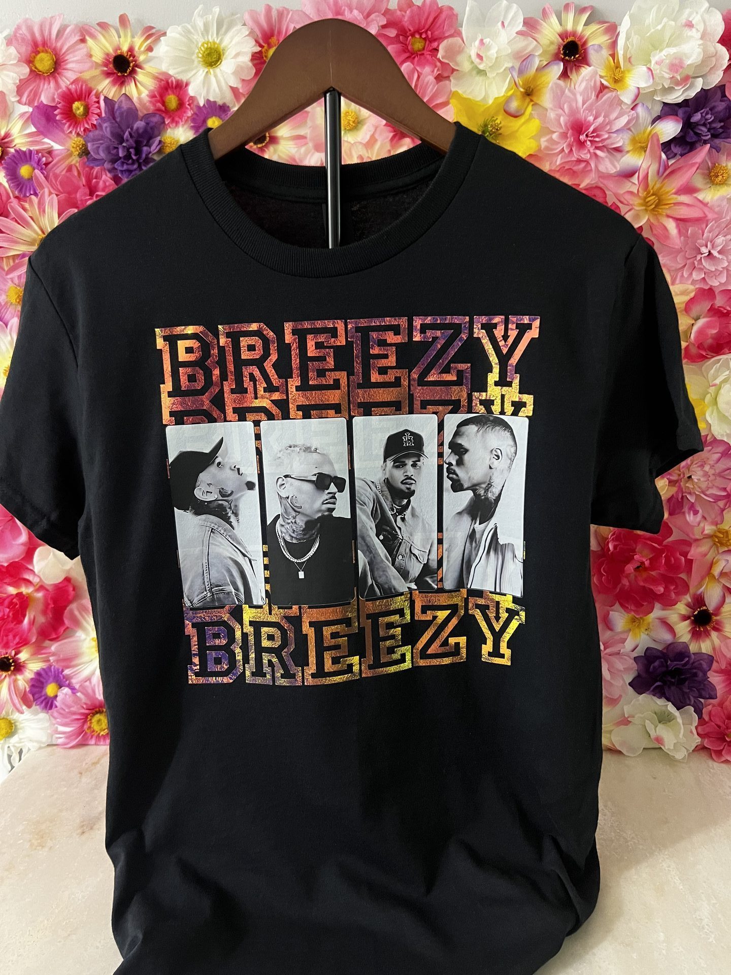 Custom black shirt with Breezy Chris Brown photo collage design